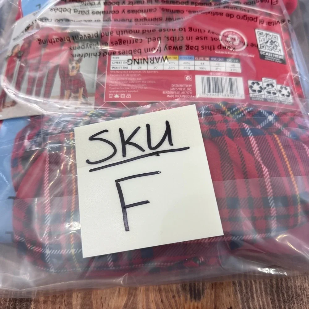 Member's Mark Womens Pajama Set Red Jolly Crew Plaid Holiday L 12-14 MM728559